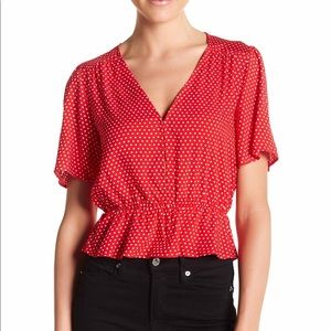 Elodie Polka Dot Red/White Peplum Hook Blouse